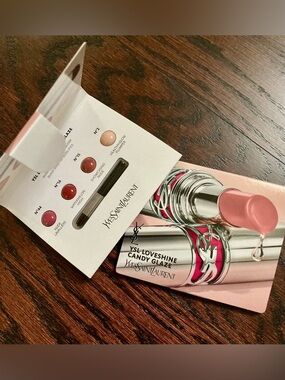 YSL Loveshine Candy Glaze Lip Gloss Balm 4 Pink Shade Sample x2 Watermelon Nude